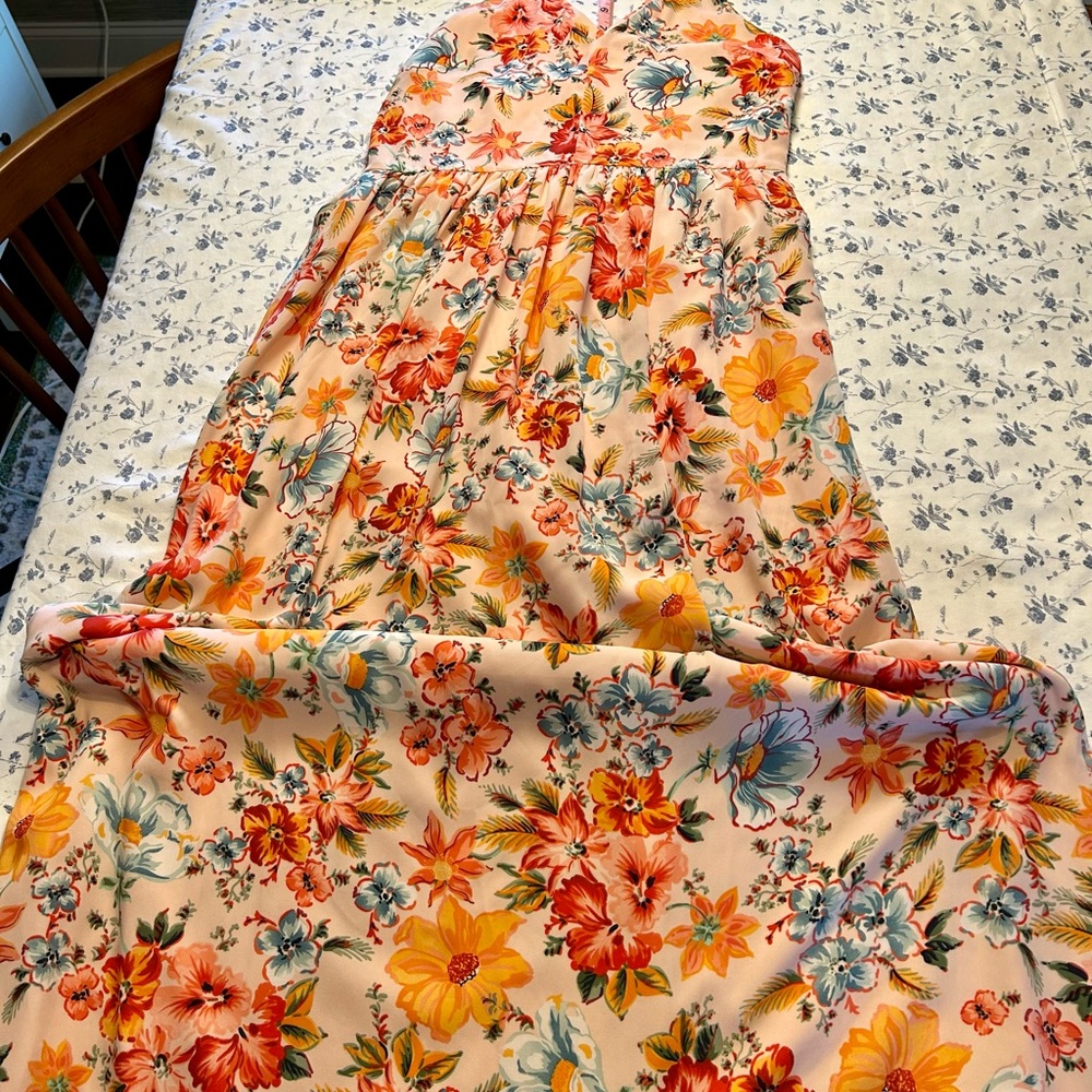 GAP Floral Dress with Orange and Blue Accents